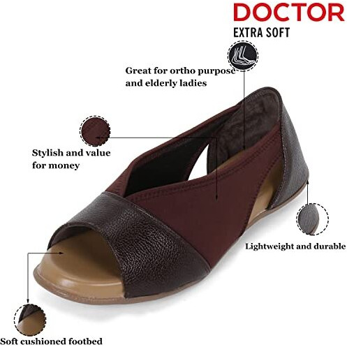 Doctor Extra Soft Women's Sandals Ortho Care Orthopaedic Diabetic Daily Use Dr Sole Footwear Casual Stylish Chappals Slippers For Ladies & Girl's 2122Brown-39 Uk
