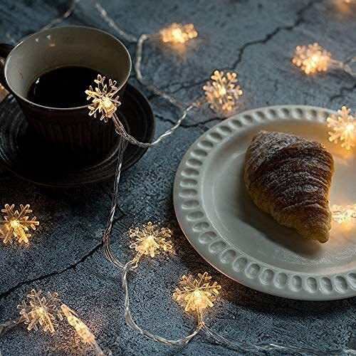 Quace Christmas Snowflake Lights Ac Powered Waterproof 16 Led 3M Garden Fairy Lights For Christmas Festival Home Party Decoration