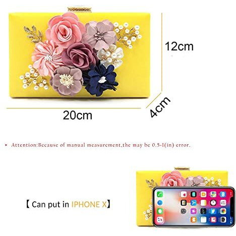 Inovera (Label) Ladies Floral Evening Clutch Women Party Wedding Purse Bag (Yellow)