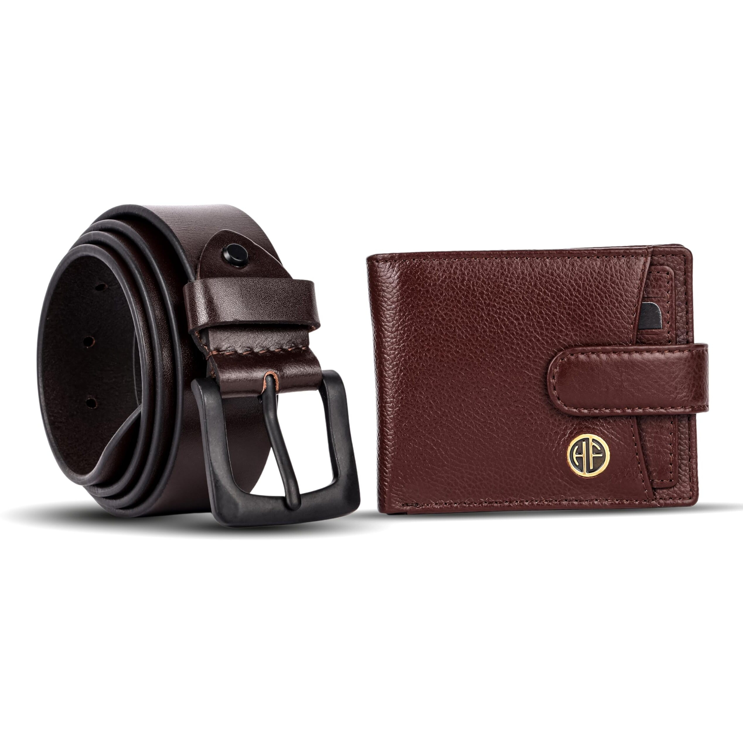 Hammonds Flycatcher Genuine Leather Belt Wallet Combo - Valentine's Gift For Boyfriend And Husband - Birthday Gift For Boyfriend Unique - Leather Wallet & Belt Combo-Gift Ideas For Husband, Boyfriend