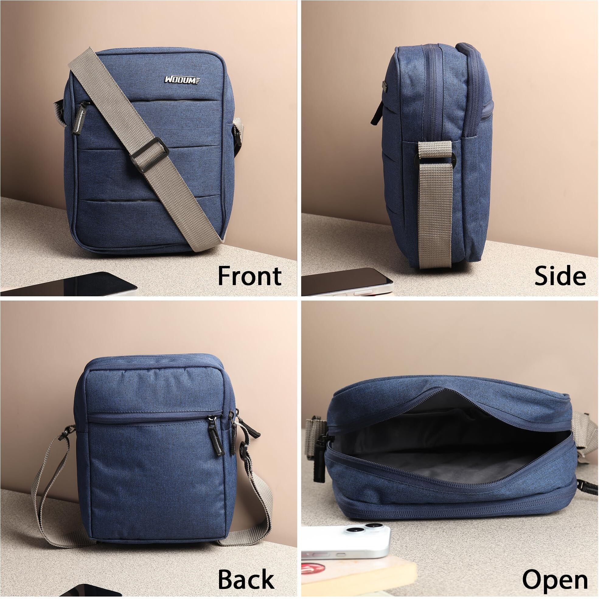 Wooum Sling Bag For Men And Women With Adjustable Strap, Men Travel Sling Bag, Shoulder Sling Bag For Travel, Office, Business Bag, Cross Body Bag For Office, Side Bag For Men Travel, Blue Bag