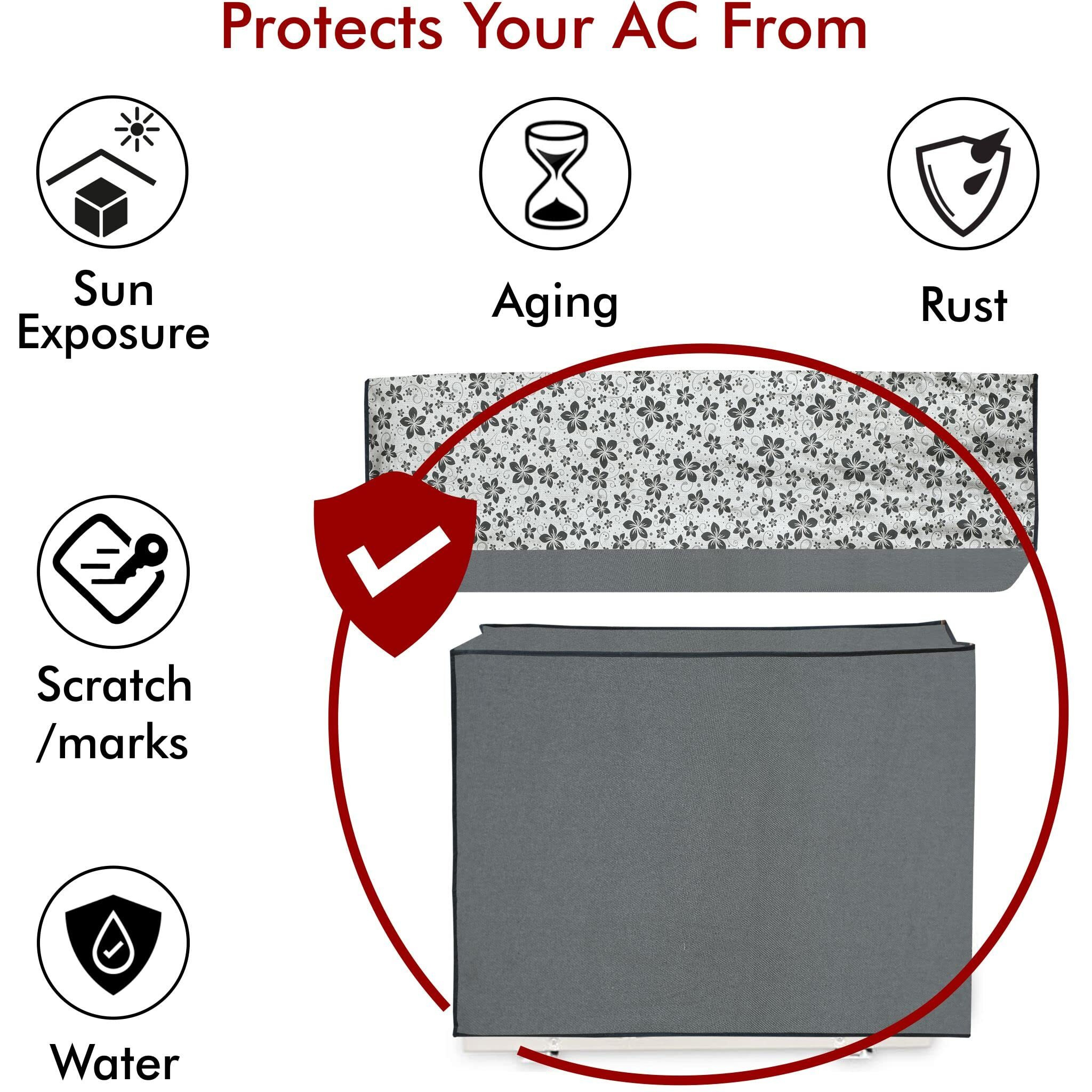 Yellow Weaves 100% Waterproof And Dust Proof Split Ac Cover For 1.5 To 2.0 Ton- Grey Color, Polyvinyl Chloride (Pvc)