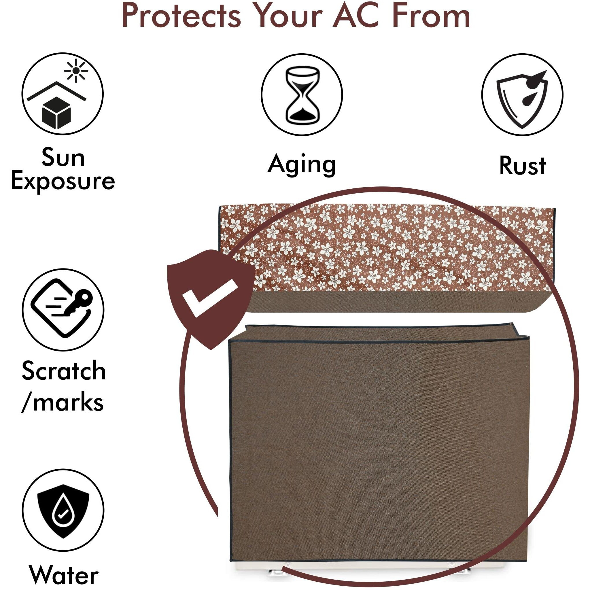 Yellow Weaves 100% Waterproof And Dust Proof Split Ac Cover For 1.5 To 2.0 Ton (Brown), Polyvinyl Chloride (Pvc)