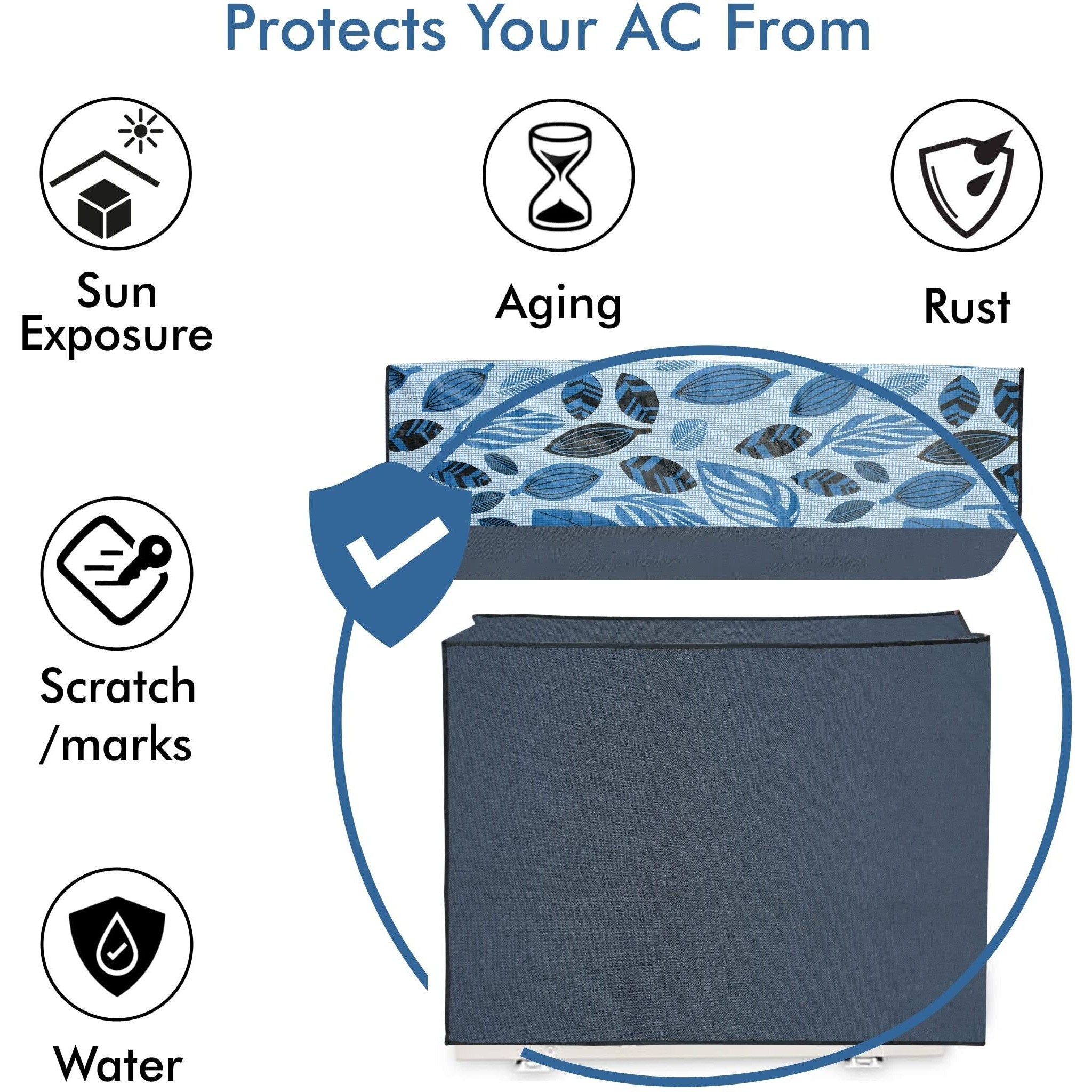 Yellow Weaves 100% Waterproof And Dust Proof Split Ac Cover For 1.5 To 2.0 Ton (Blue), Polyvinyl Chloride (Pvc)