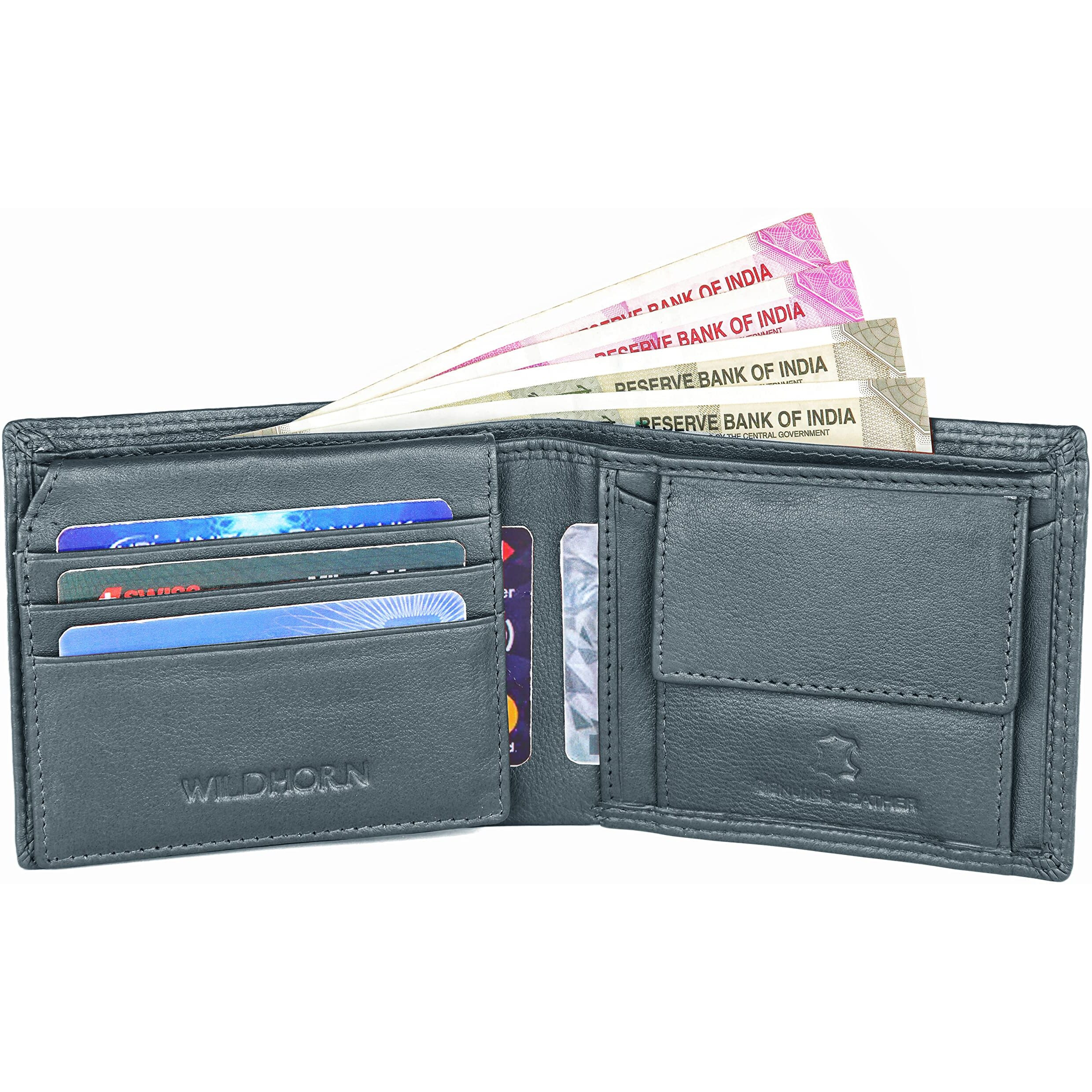 Wildhorn Rfid Protected Leather Wallet For Men,Ash Grey
