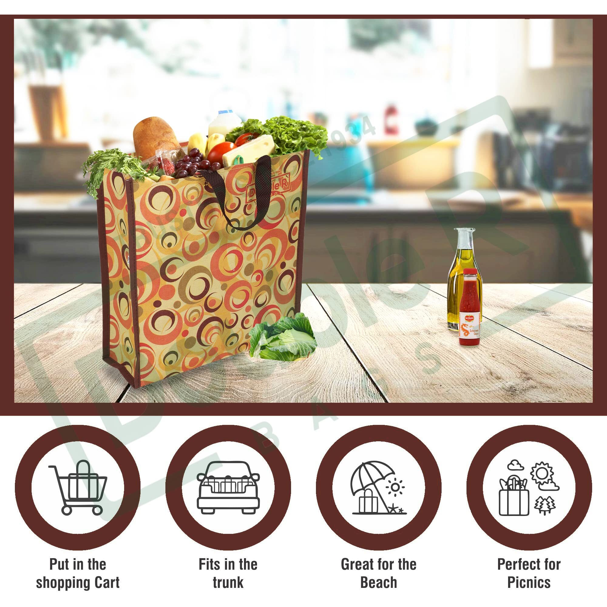 Double R Bags Reusable Multi-Purpose Shopping Bags With Handles For Kitchen Essentials ,Grocery And Vegetable (Pack Of 2)
