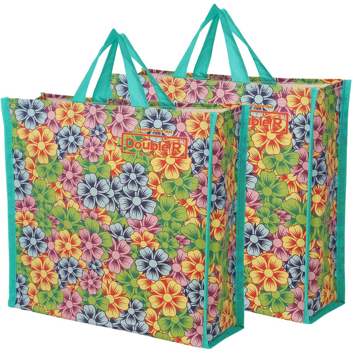 Double R Bags Reusable Multi-Purpose Shopping Bags With Handles For Kitchen Essentials,Grocery And Vegetable (Pack Of 2)