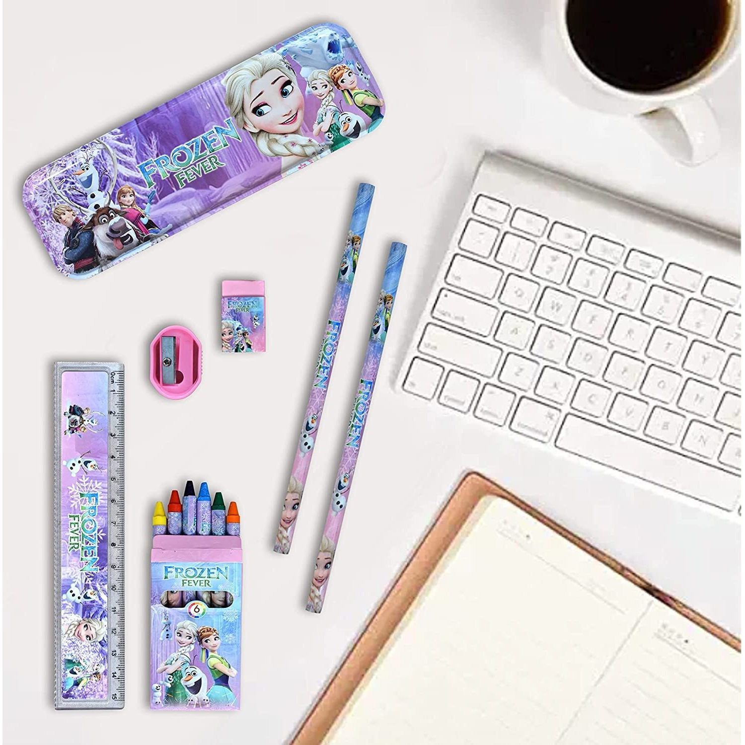 Prime Deals Frozen Stationary Kit For Girls Pencil Pen Book Eraser Sharpener - Birthday Gift, Kid, Multicolor