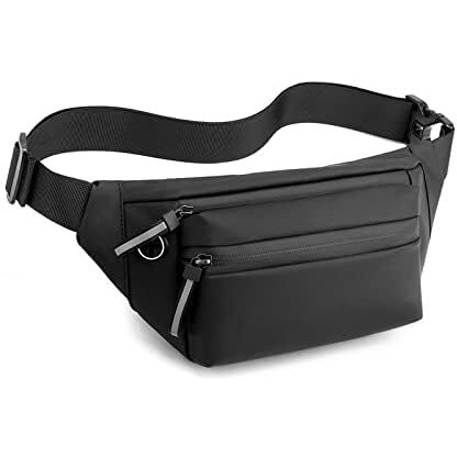 Ketmart Waist Pack Travel Handy Hiking Zip Pouch Document Money Phone Belt Sport Bag For Men And Women And Adult Leather (Black)