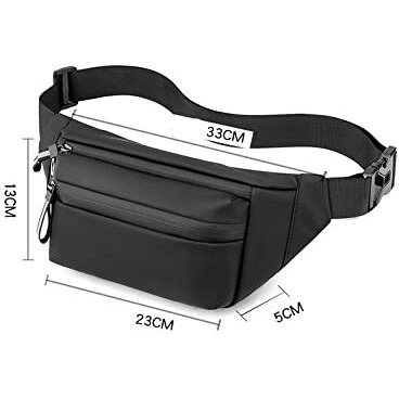 Ketmart Waist Pack Travel Handy Hiking Zip Pouch Document Money Phone Belt Sport Bag For Men And Women And Adult Leather (Black)