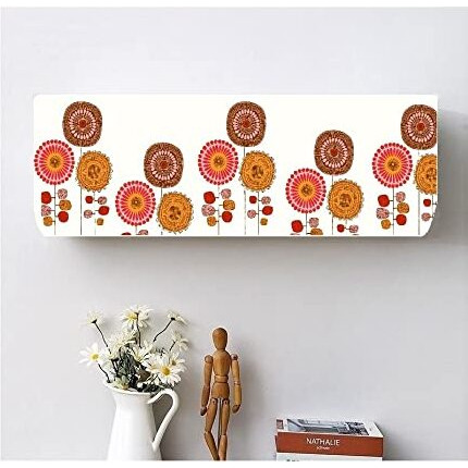 Darshanam World Polyester Printed Air Conditioning Dust Cover Folding Designer Ac Cover For Indoor Split Ac 1.5 Ton (97 X 31 X 21 .5 Cm ) (Orange Flower)