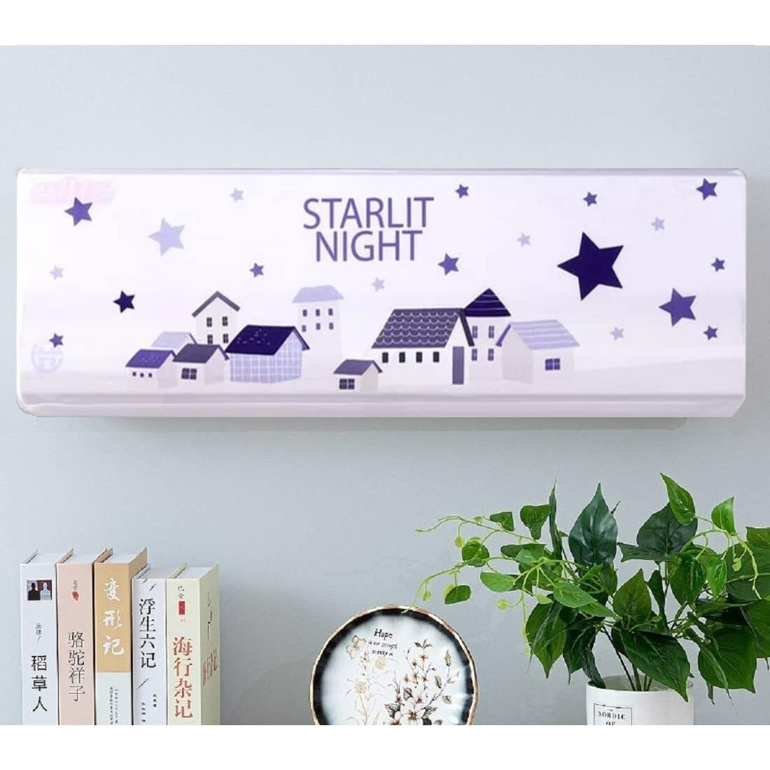 Darshanam World Polyester Printed Air Conditioning Dust Cover Folding Designer Ac Cover For Indoor Split Ac 1.5 Ton (97 X 31 X 21 .5 Cm ) (Starlit Night)