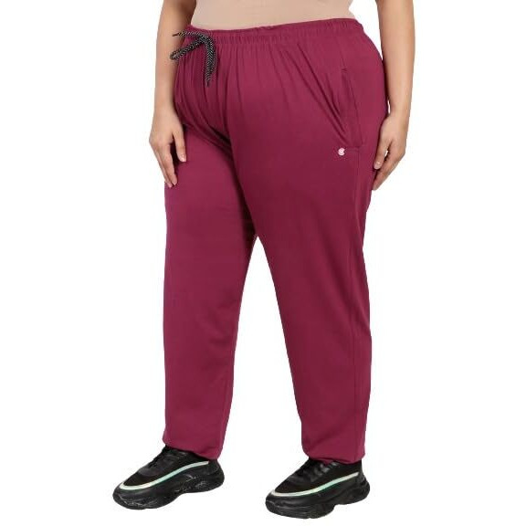 Cupid Women Plus Size Regular, Relaxed, Athletic Fit Purple Trouser 6Xl