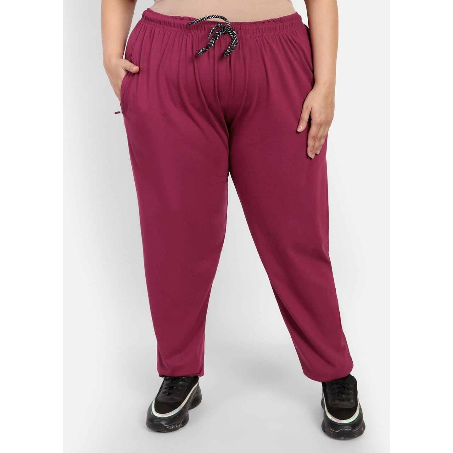 Cupid Women Plus Size Regular, Relaxed, Athletic Fit Purple Trouser 6Xl
