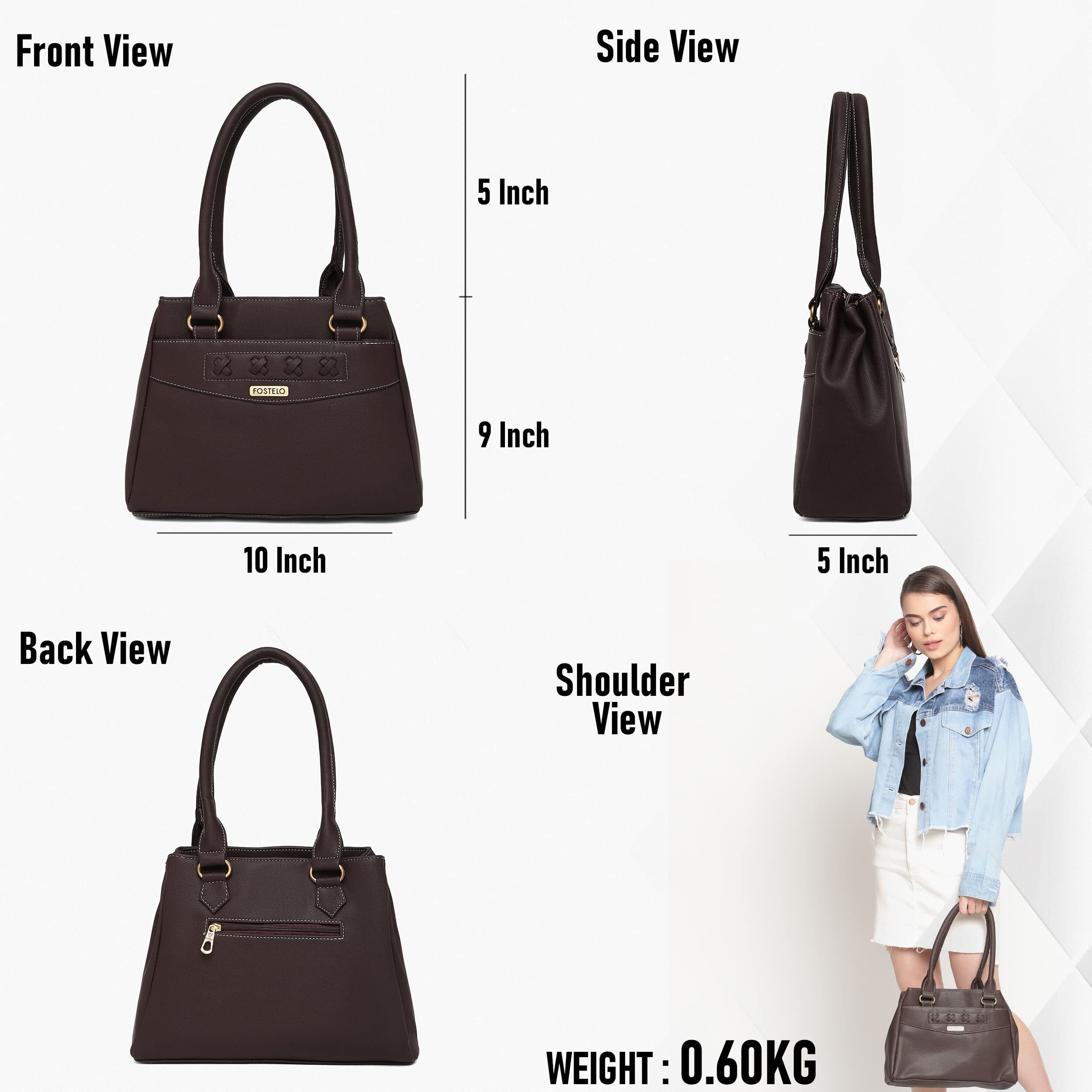 Fostelo Women's Vegan Leather Alano Handbags Shoulder Hobo Bag Ladies Purse (Brown) (Large)