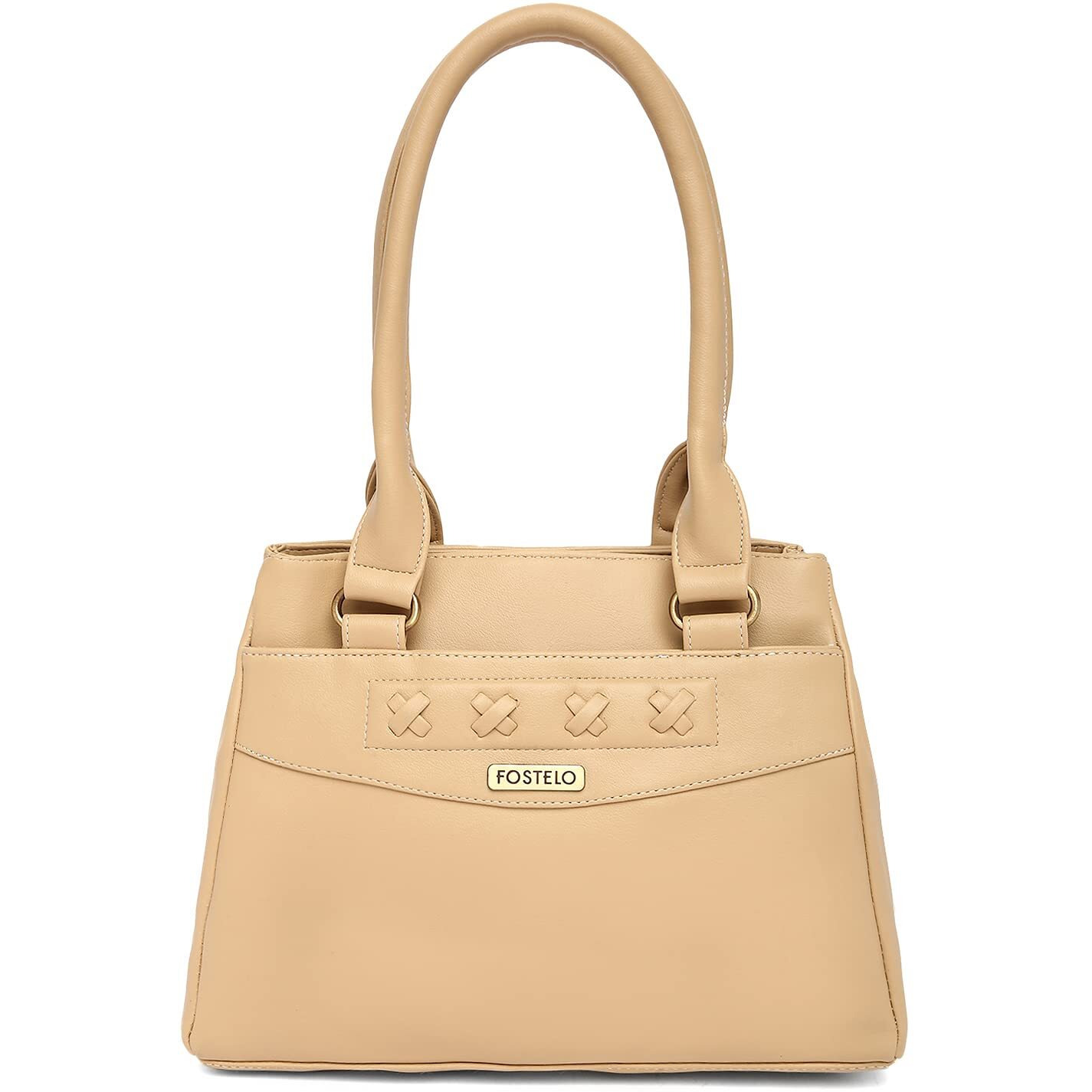 Fostelo Women's Vegan Leather Alano Handbags Shoulder Hobo Bag Ladies Purse (Cream) (Large)