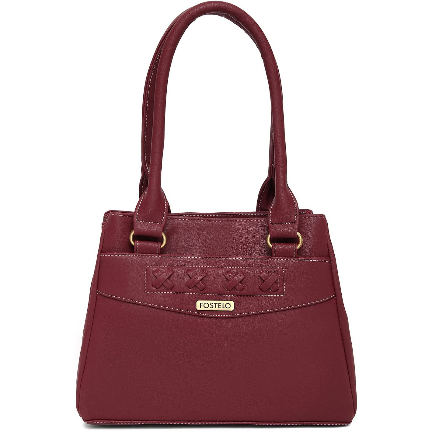Fostelo Women's Vegan Leather Alano Handbags Shoulder Hobo Bag Ladies Purse (Maroon) (Large)
