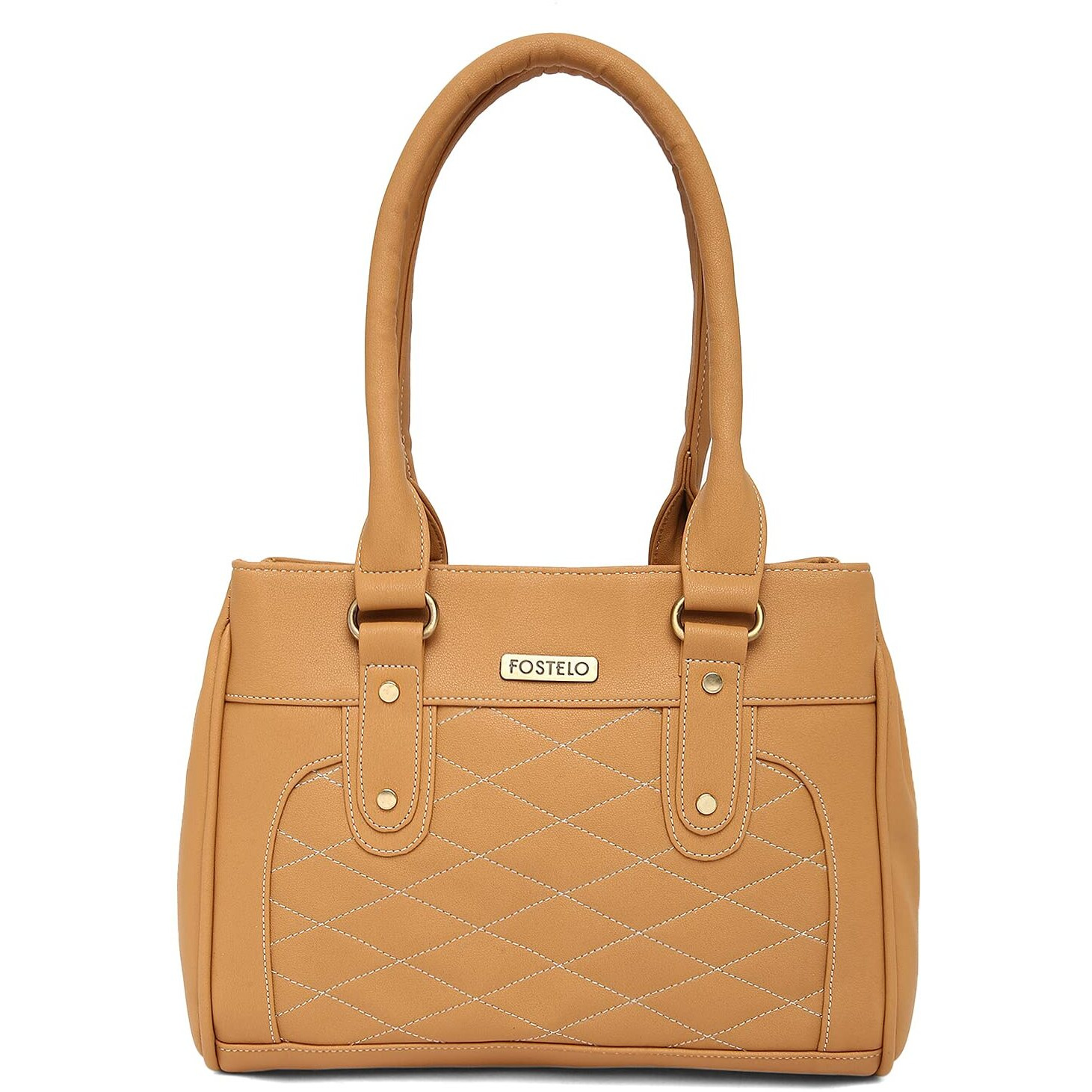 Fostelo Women's Vegan Leather Carina Handbags Shoulder Hobo Bag Ladies Purse (Beige) (Large)