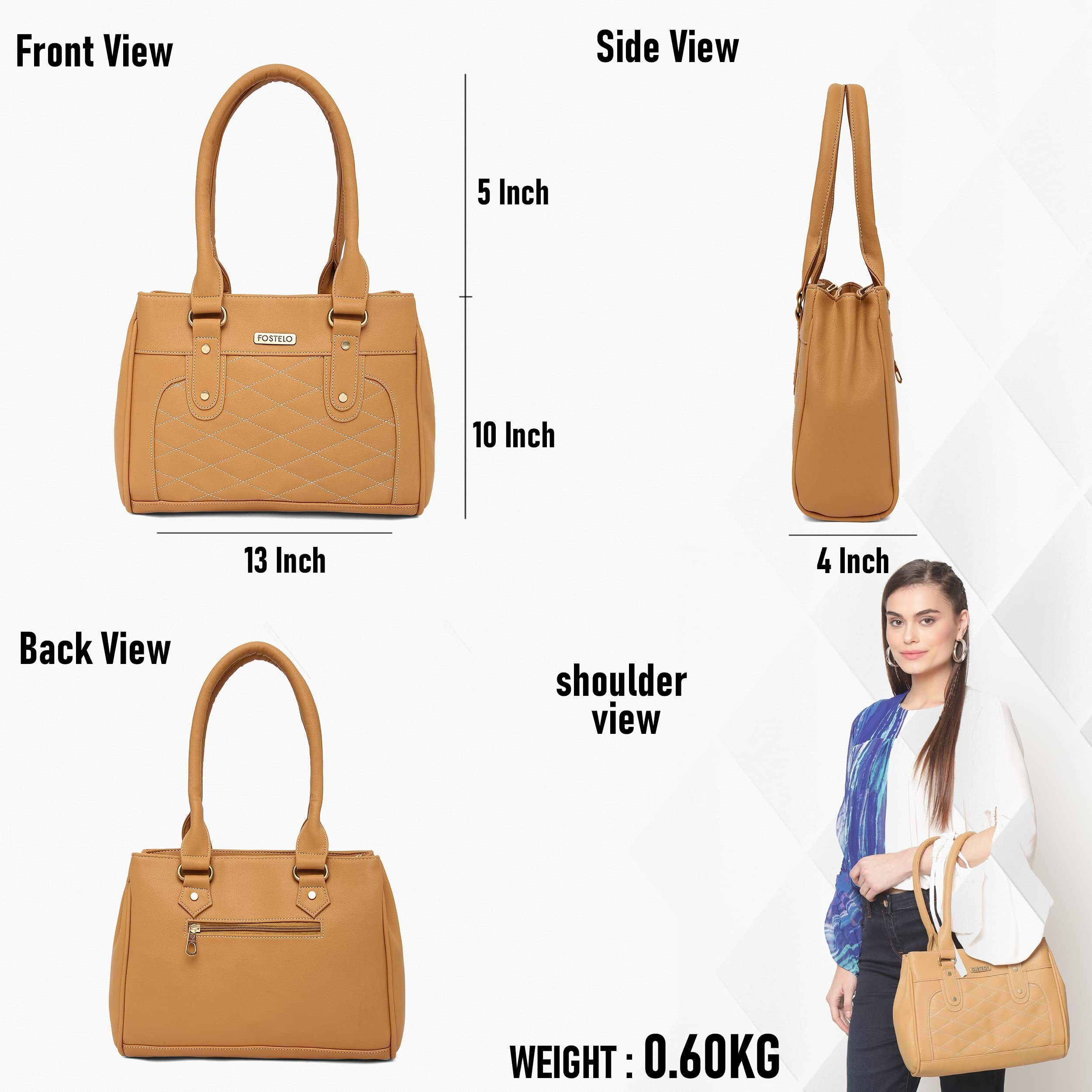 Fostelo Women's Vegan Leather Carina Handbags Shoulder Hobo Bag Ladies Purse (Beige) (Large)