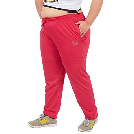 Cupid Women Plus Size Cotton Night Track Pant, Lower, Trouser, Lounge N Daily Gym Wear For Ladies_7X-Large_Pink Regular Relaxed Athletic Classic
