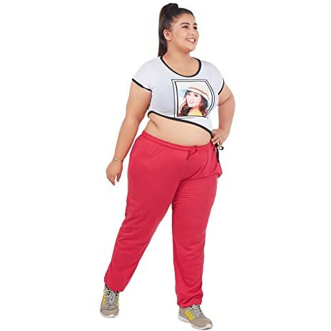 Cupid Women Plus Size Cotton Night Track Pant, Lower, Trouser, Lounge N Daily Gym Wear For Ladies_7X-Large_Pink Regular Relaxed Athletic Classic