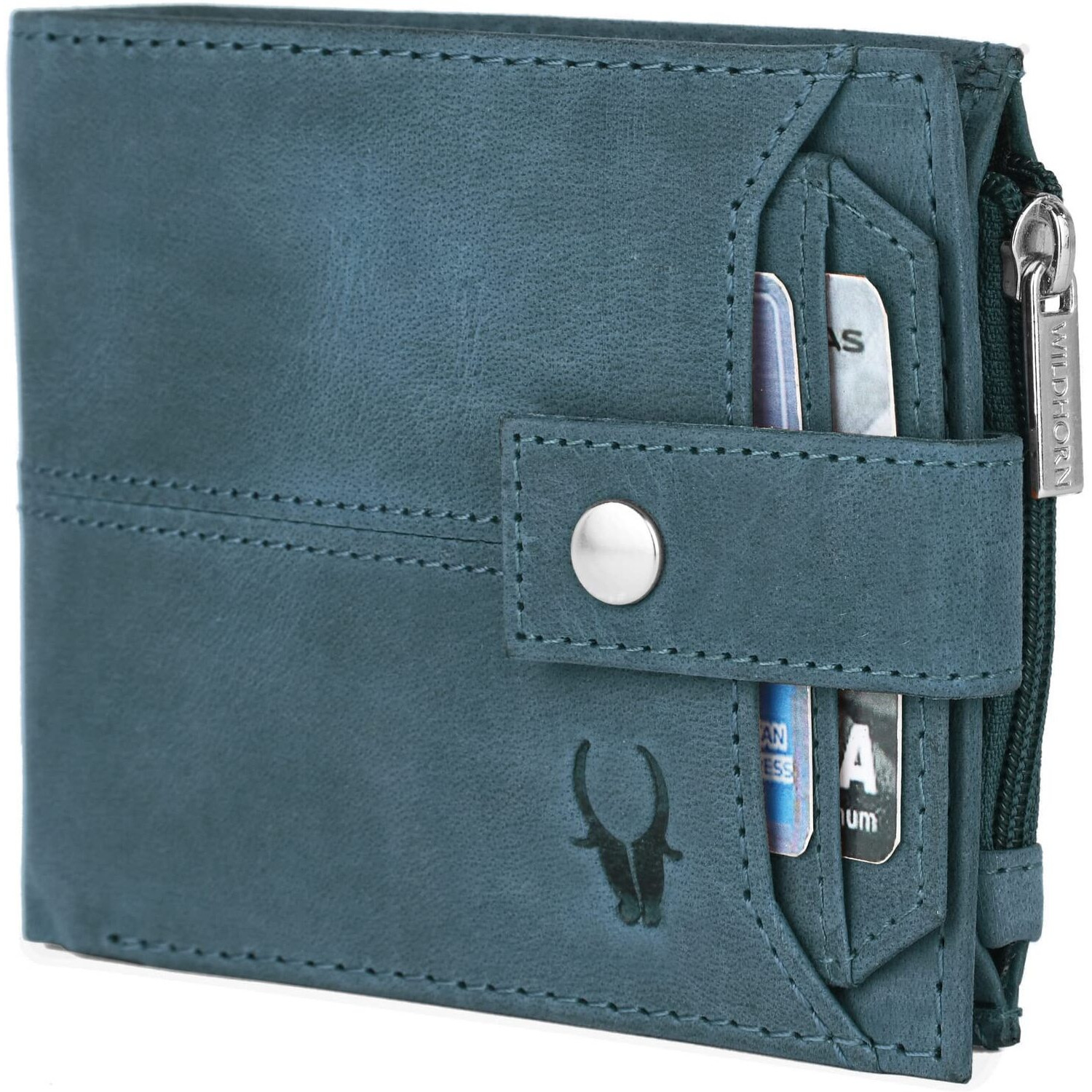 Wildhorn Rfid Protected Leather Wallet For Men, Blue Hunter