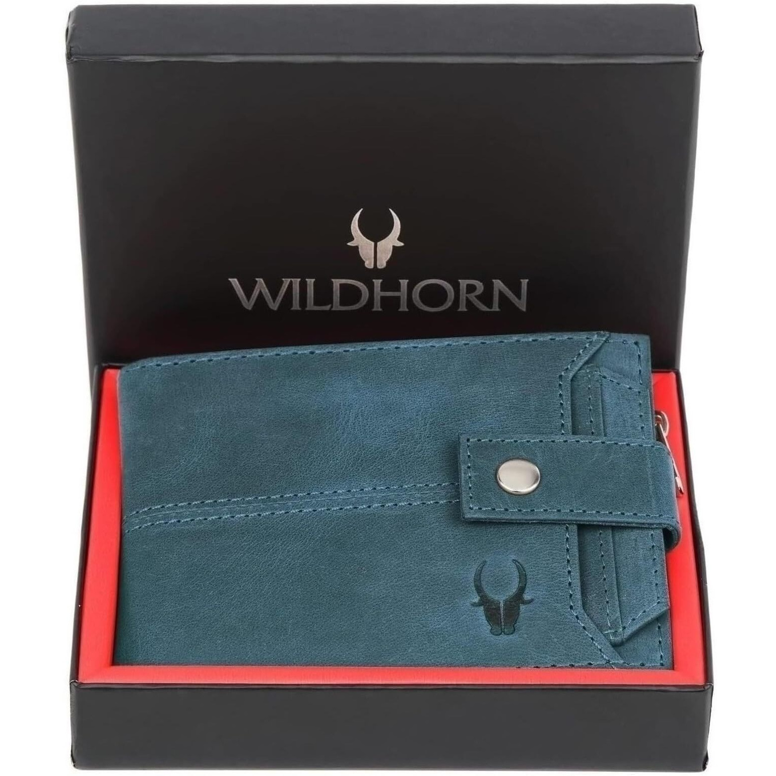 Wildhorn Rfid Protected Leather Wallet For Men, Blue Hunter