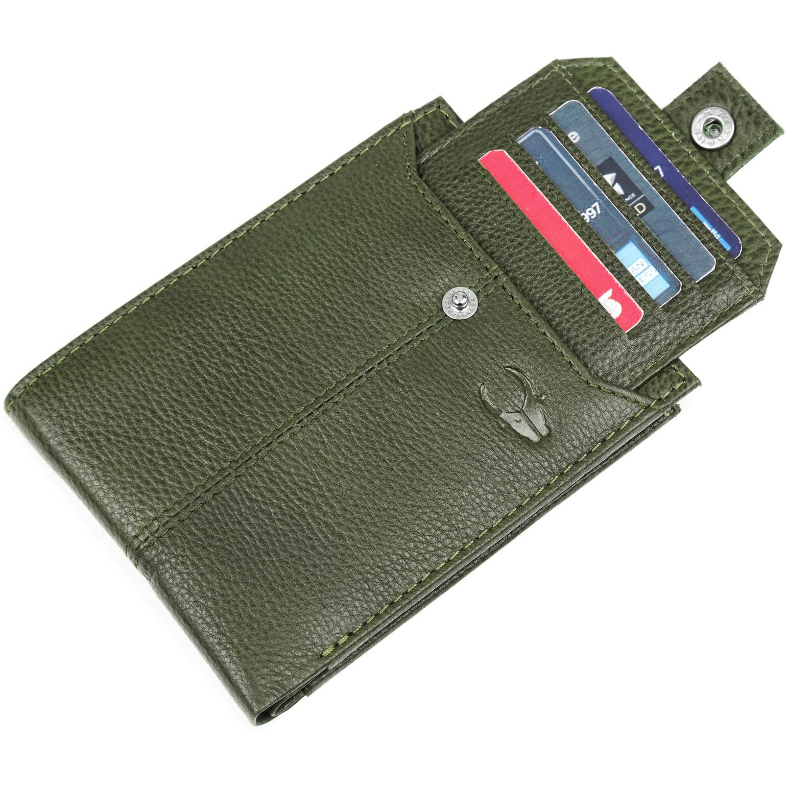 Wildhorn Leather Wallet For Men | Ultra Strong Stitching | Handcrafted | Zip Wallet With 9 Card Slots | 2 Id Slots (Green)