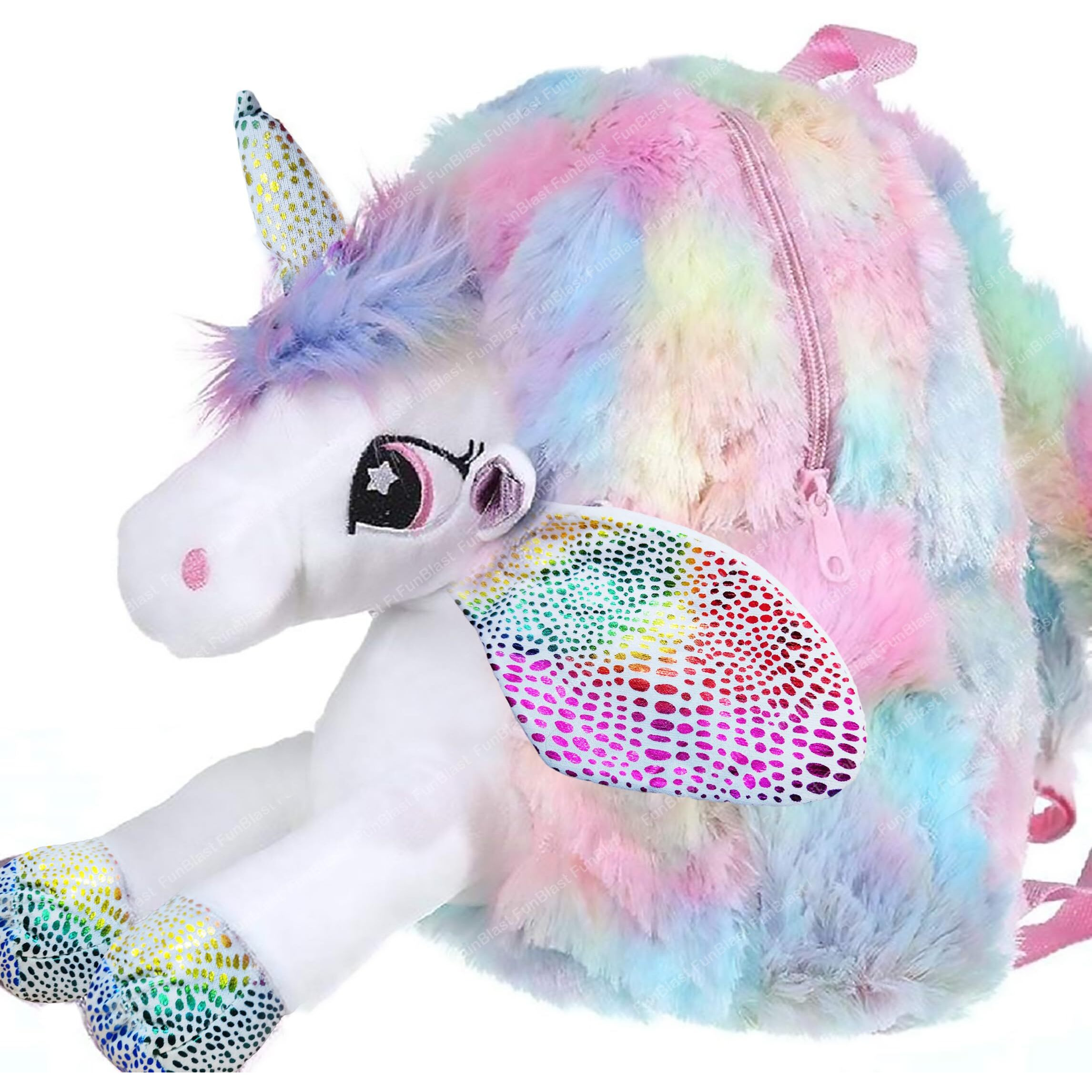 Funblast Unicorn Soft Fur Bag For Kids - School & Picnic Bag/Lightweight Travel School Mini Backpack For Girls & Kids, Birthday Gift For Girls, Return Gift (Multicolour)