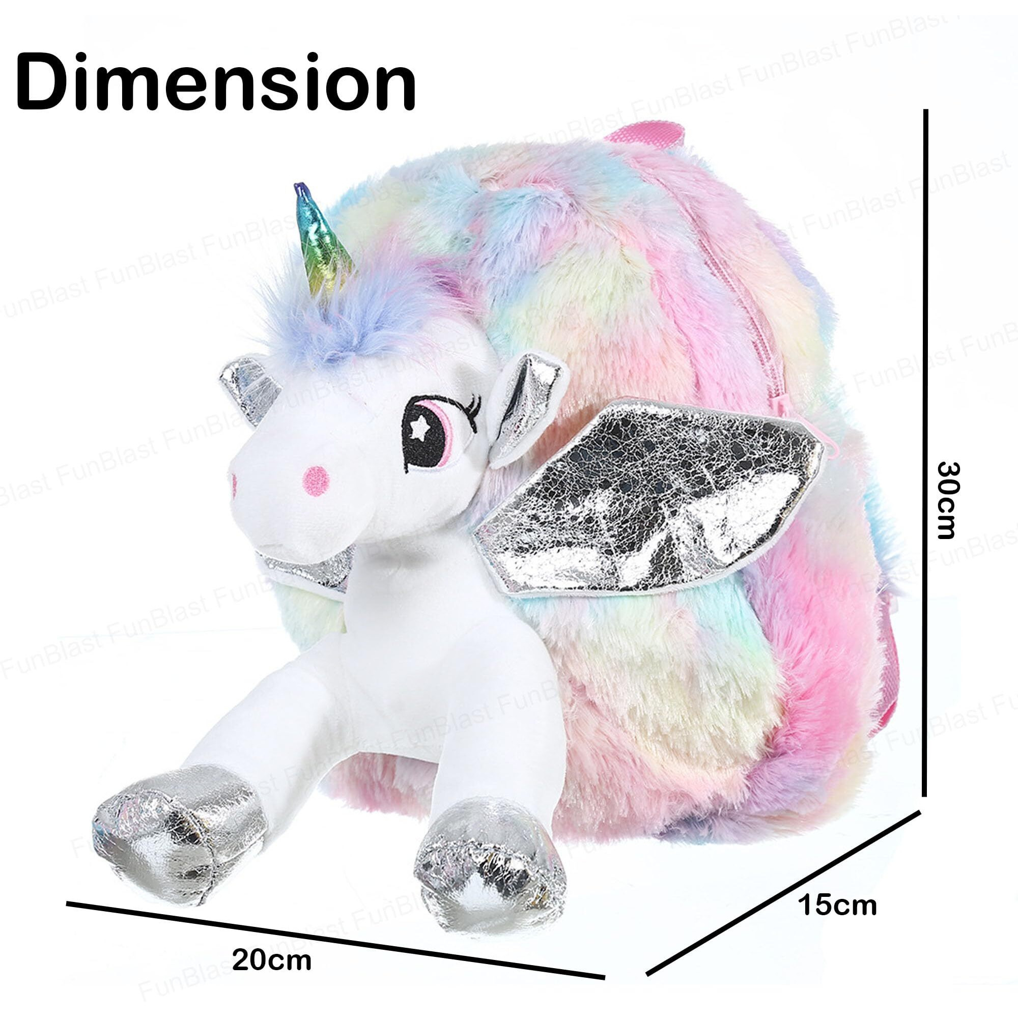 Funblast Unicorn Soft Fur Bag For Kids - School & Picnic Bag/Lightweight Travel School Mini Backpack For Girls & Kids, Birthday Gift For Girls, Return Gift (Multicolour)