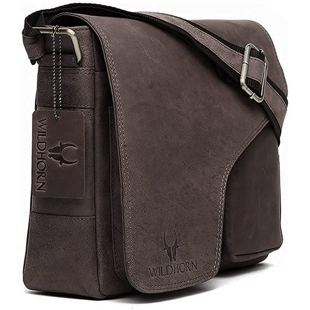 Wildhorn Leather Messenger Bag For Men I Handcrafted I Adjustable Strap I DimensionL- 11 Inch H-9.5 Inch W- 3 Inch