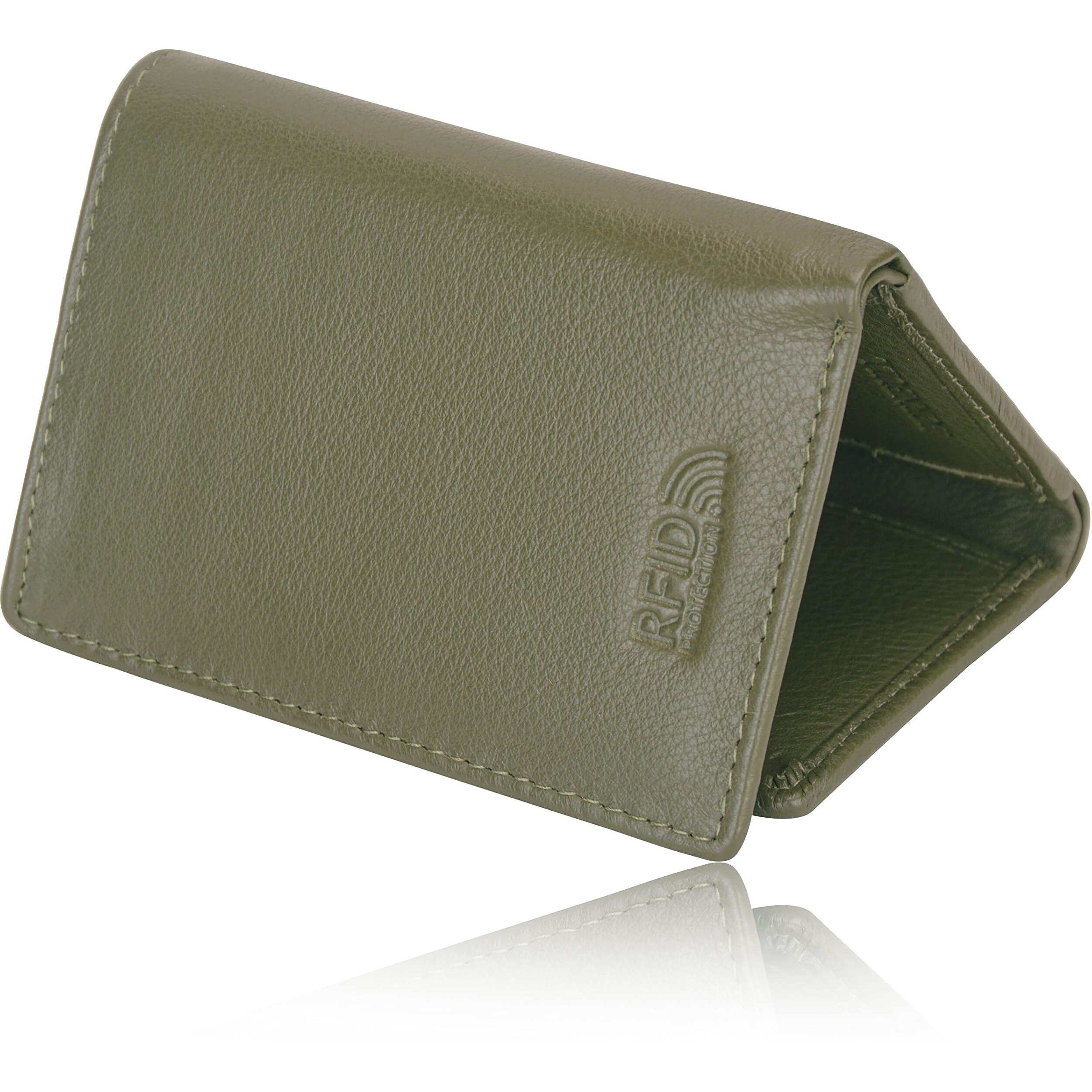 Hornbull Trifold Green Genuine Leather Wallet For Men | Mens Wallet With Rfid Blocking | Gift Set