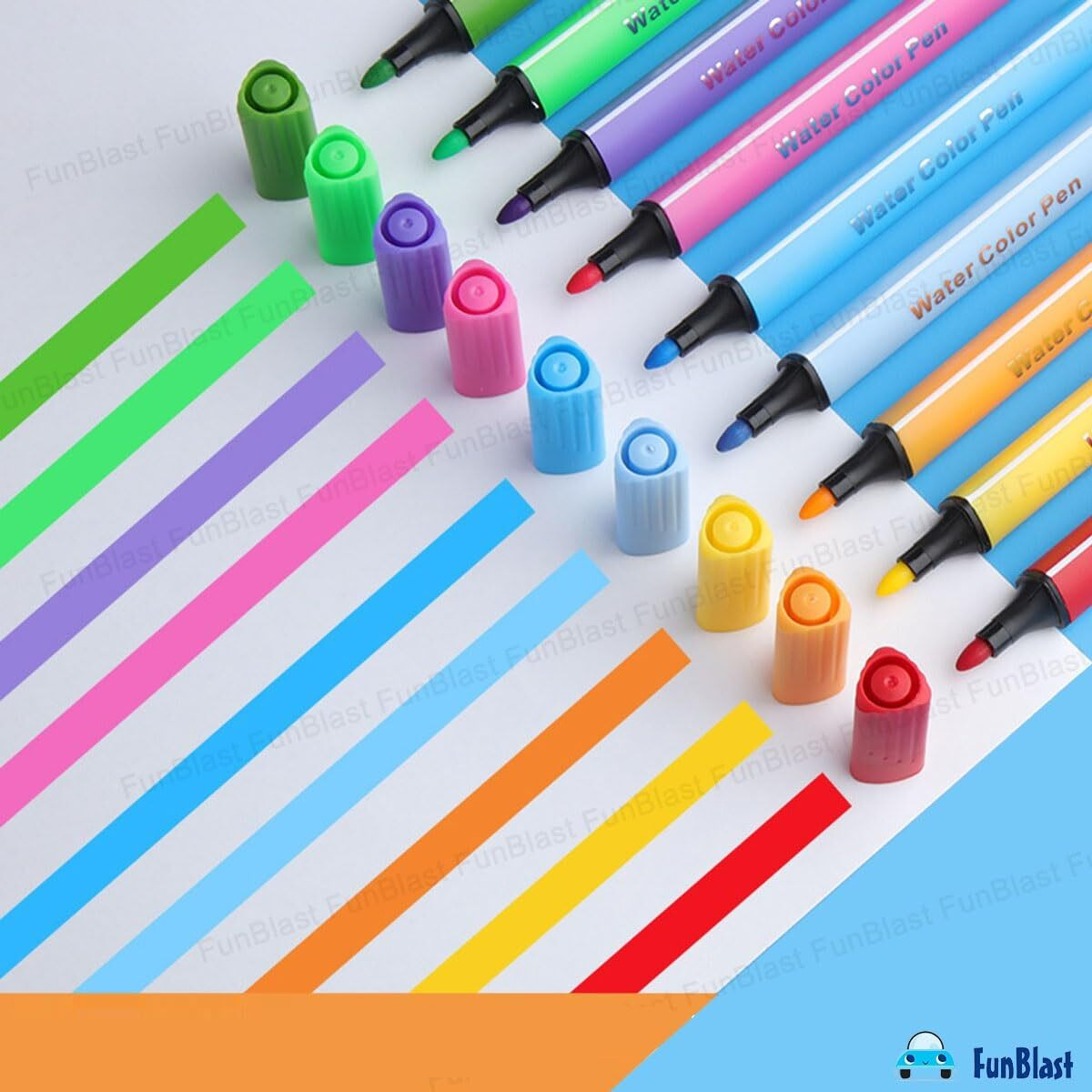 Funblast Washable Watercolor Pens Set - Colouring Kit Art Markers Colour Sketch Pens Set Kids Artists Sketching Drawing Materials Craft Supplies Return Gift (24 Watercolor Pen Set)