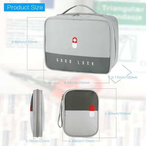 House Of Quirk Fabric Portable First Aid Empty Kit Pouch Emergency Survival Bag Medicine Bag For Home Office Travel Camping Sport Backpacking (Design 2 Grey)