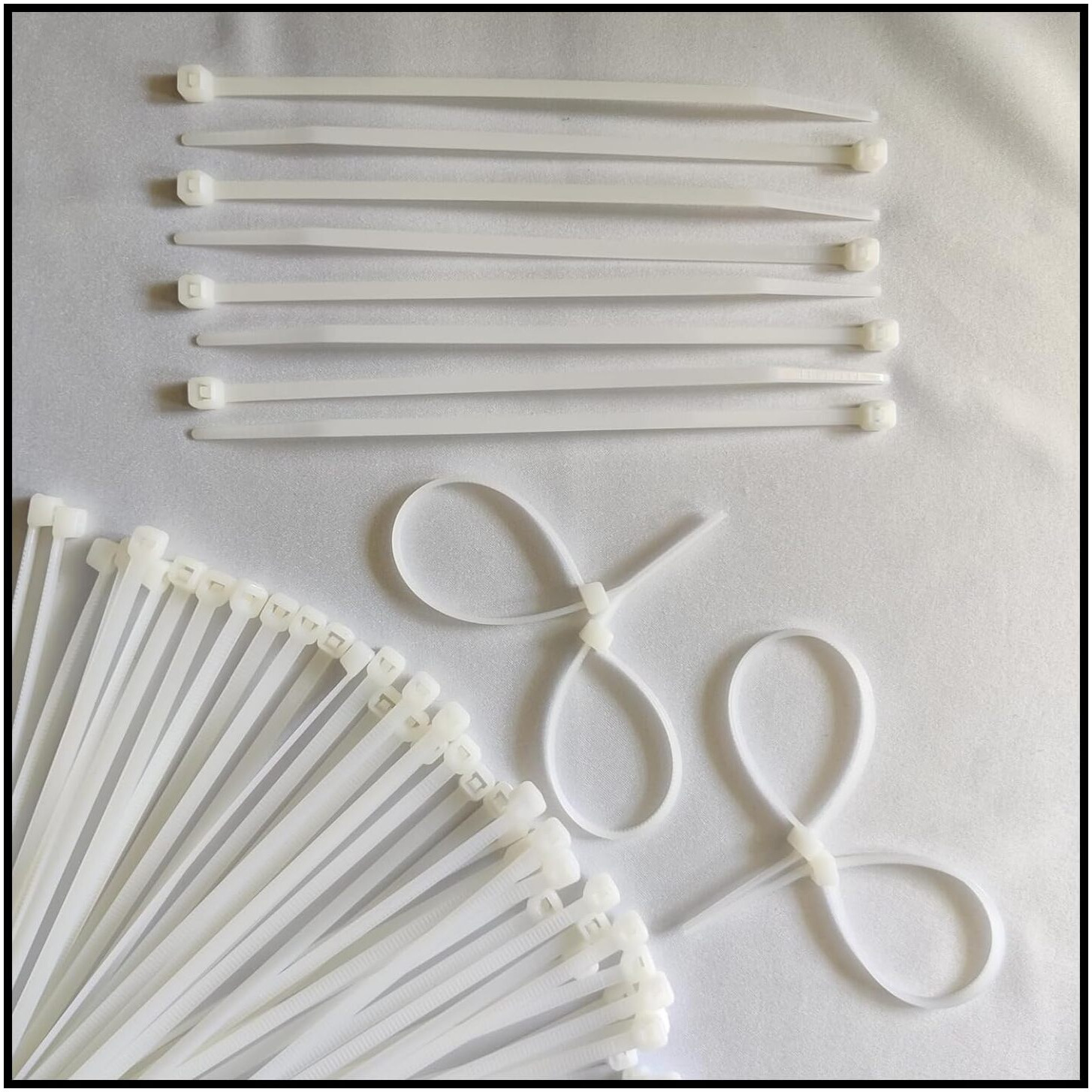 Shivansh Technology Cable Zip Ties,White(100 Mm X 2.5 Mm,4" Inch,Pack Of 100)Multi-Purpose Self-Locking Nylon Teeth Grip Cable Ties Cord Management Ties,Plastic Ties For Home,Office,Garden,Workshop.