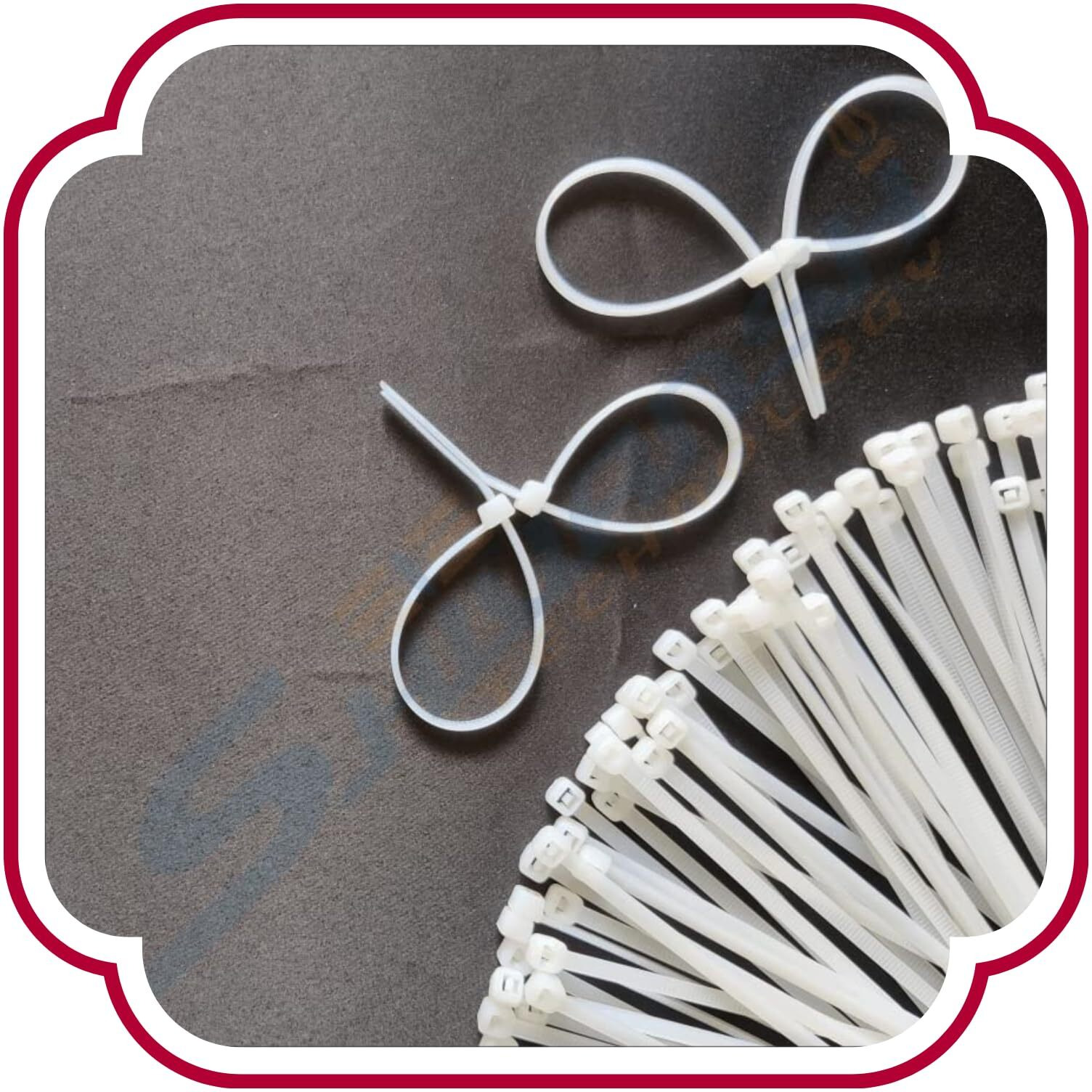 Shivansh Technology Teeth Grip Nylon Self Locking Zip Cable Ties,White(250 Mm X4.8 Mm, 10" Inch,Pack Of 100)Multi-Purpose Heavy Duty Cord Management Ties,Plastic Ties For Home,Office,Garden,Workshop.