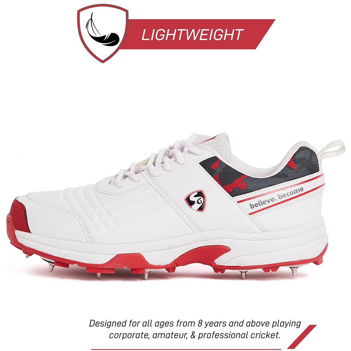 Shoe Sg Savage Spikes 1 0 White/Red/Grey No 10