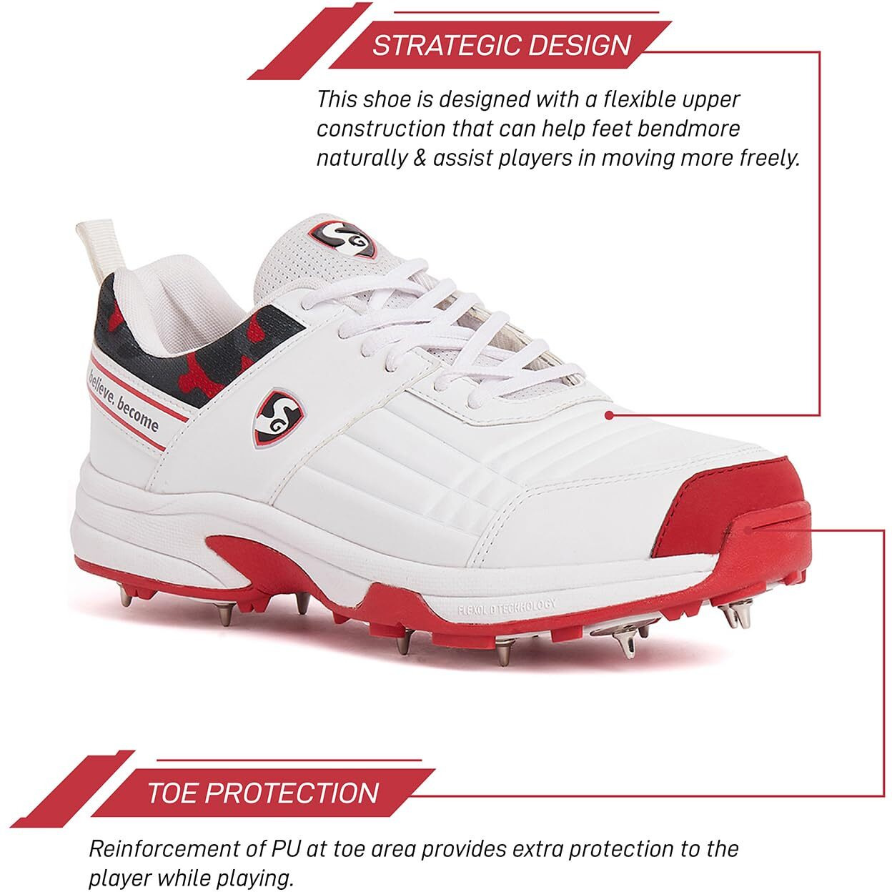 Shoe Sg Savage Spikes 1 0 White/Red/Grey No 10