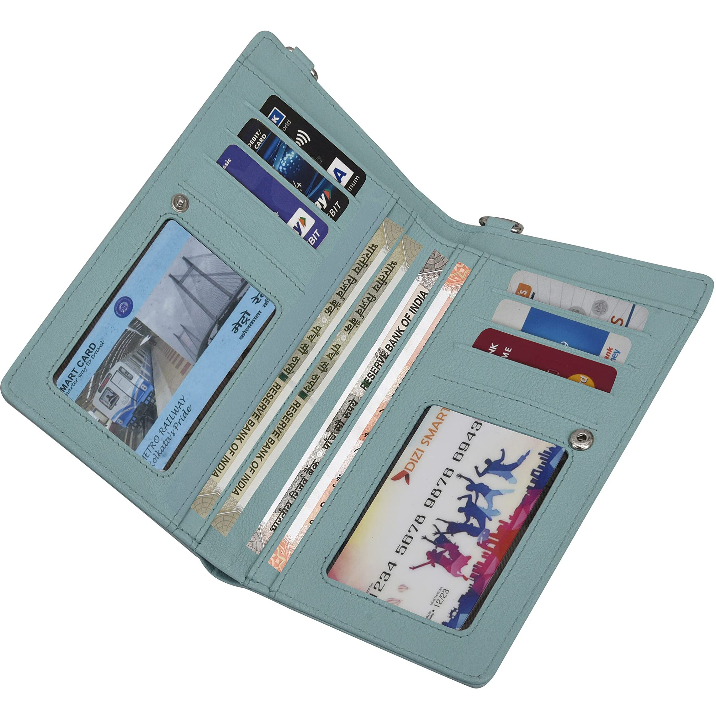Urban Forest Ruby Pastel Blue Leather Wallet For Women
