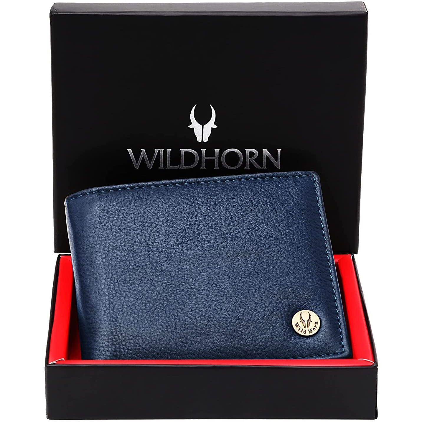 Wildhorn Rfid Protected Leather Wallet For Men,Navy Blue