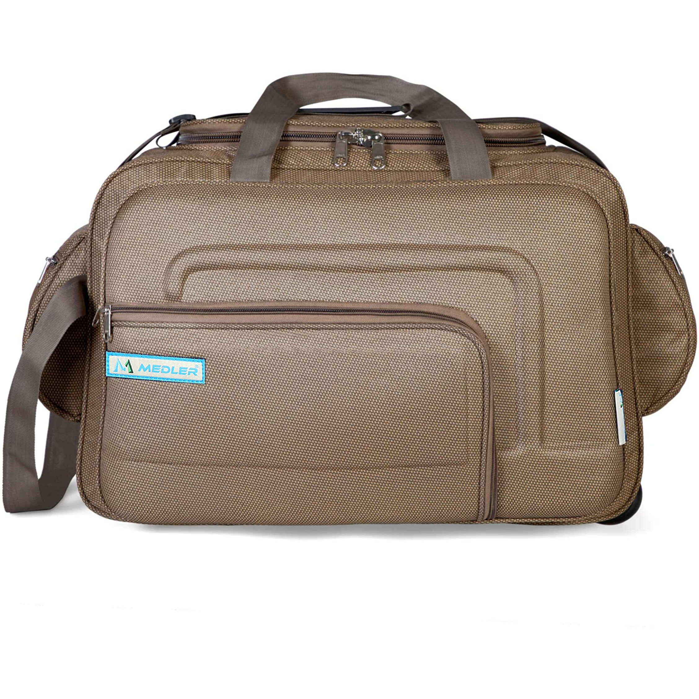 M Medler Aquiver Nylon 55 Litres Waterproof Strolley Duffle Bag- 2 Wheels - Luggage Bag (Beige)