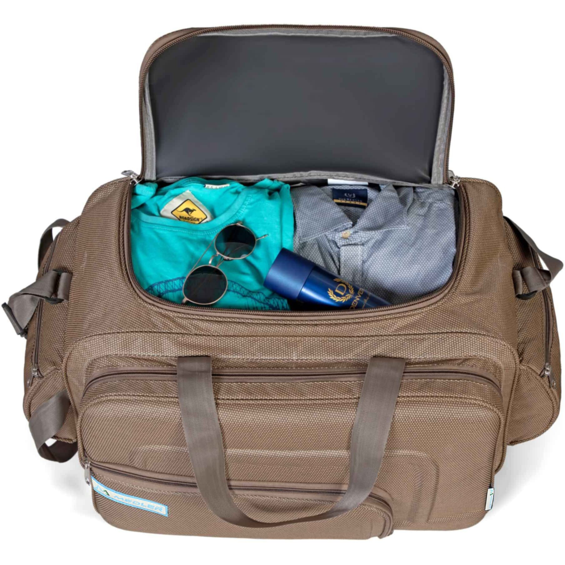 M Medler Aquiver Nylon 55 Litres Waterproof Strolley Duffle Bag- 2 Wheels - Luggage Bag (Beige)