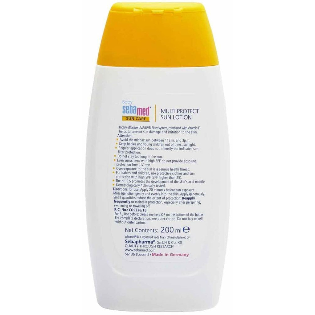 Sebamed Baby Sun Lotion 200 Ml|Ph 5.5|Triple Protection From Uv Rays|Water & Sweat Resistant|, Spf 25, For All Skin Types