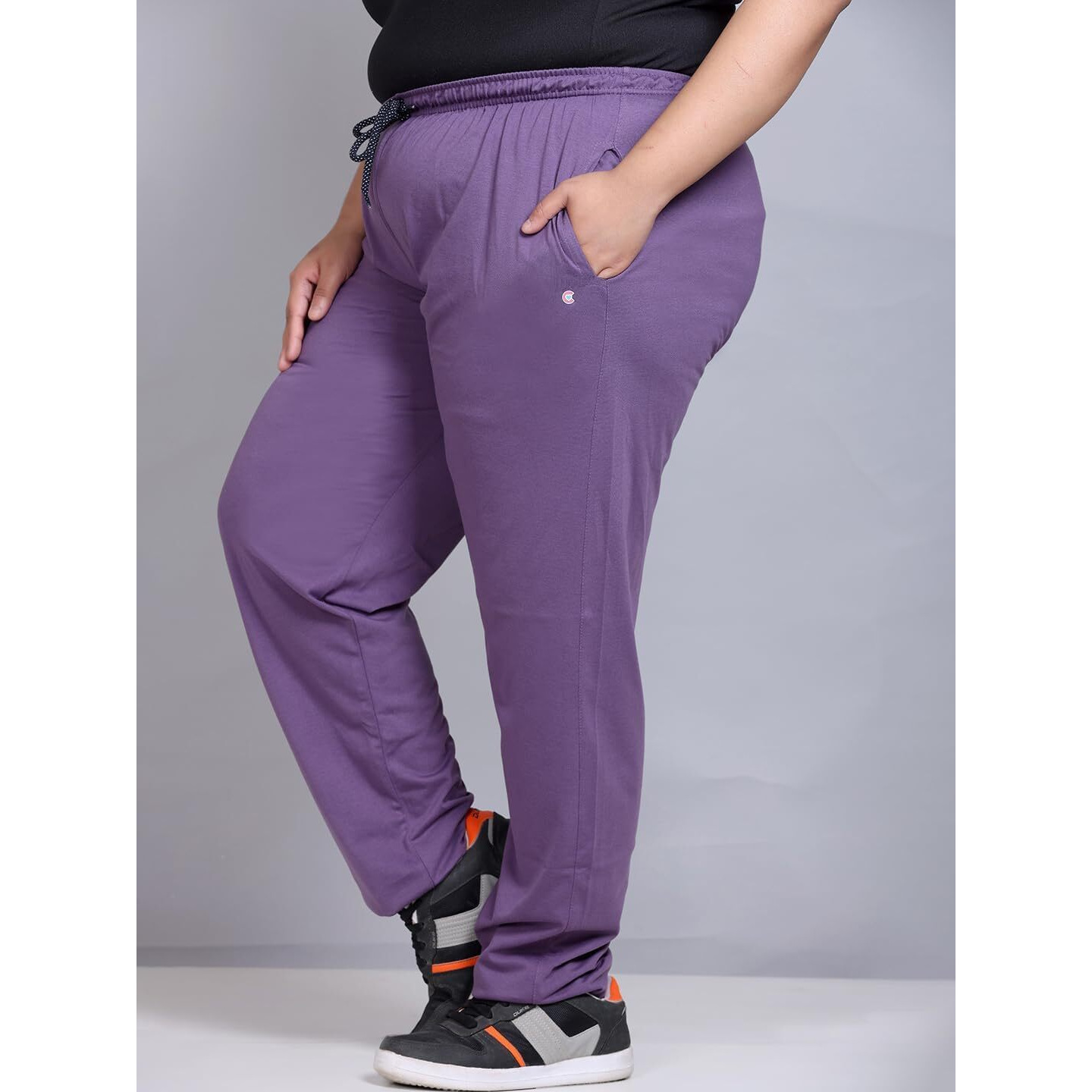 Cupid Women Plus Size's Regular Fit Lavender Trouser 5Xl