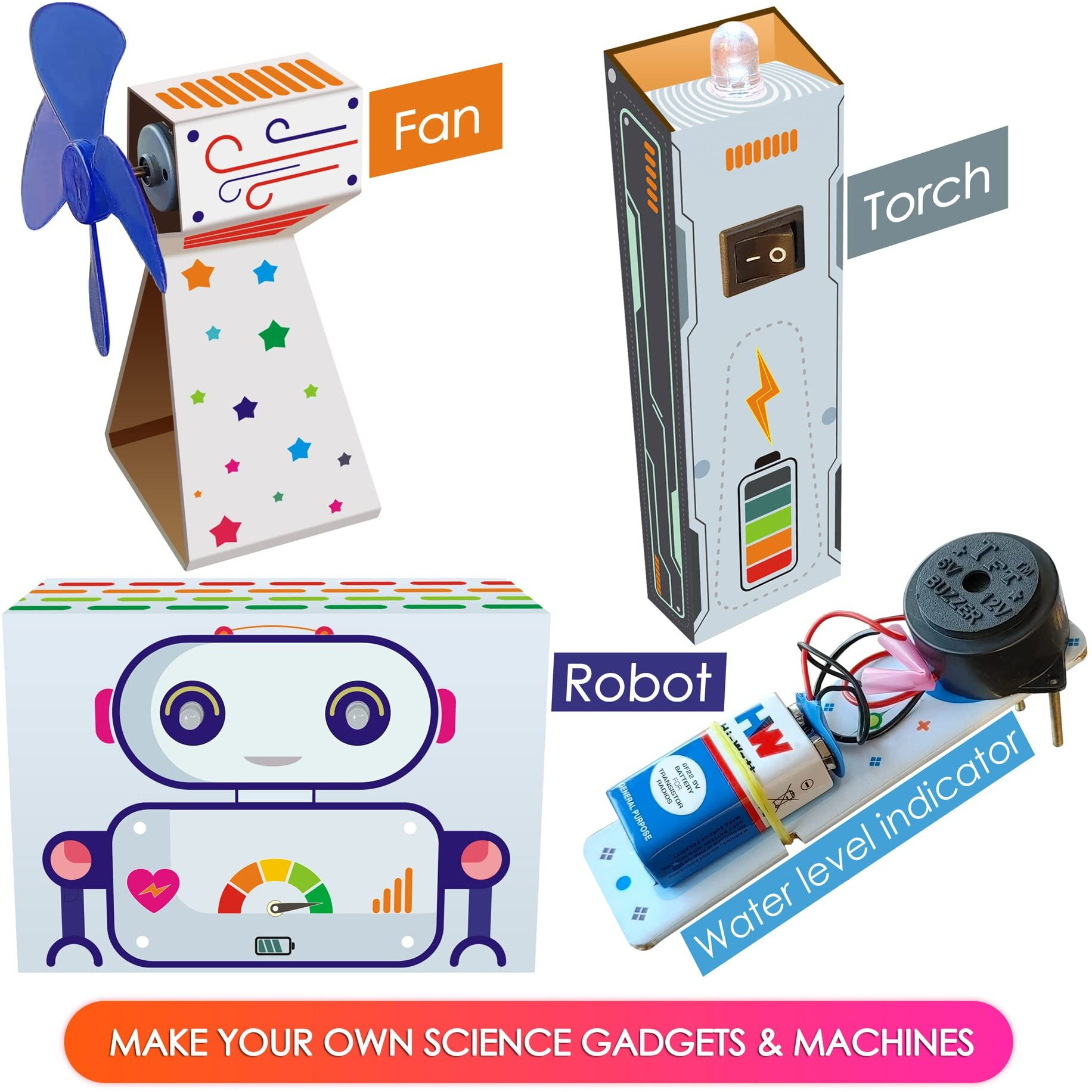 Kit4Curious 140 Experiments Science Projects Diy Gadgets Toy Educational Learning Kit - 140 Items In 1 Kit - Solar Energy, Steam Activities, Smart Gift For Boys & Girls