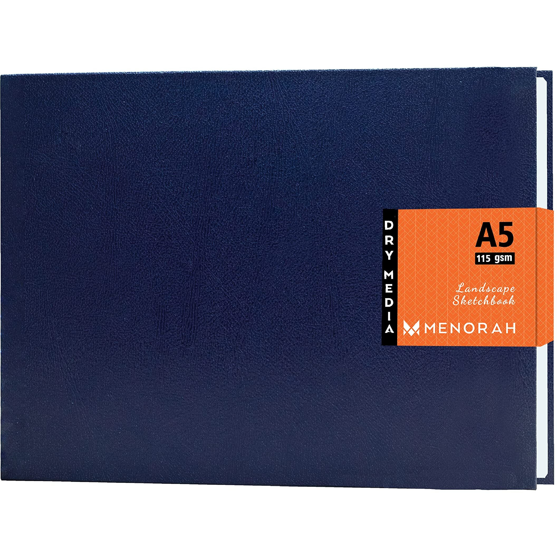 Menorah - A5 - Sketch Book For Artist - 115 Gsm (160 Pages / 80 Sheets) - Artist Drawing Book - (14.8 X 21.0 Cm) - Hard Case Bound - Completely Handmade-Landscape- Dark Blue