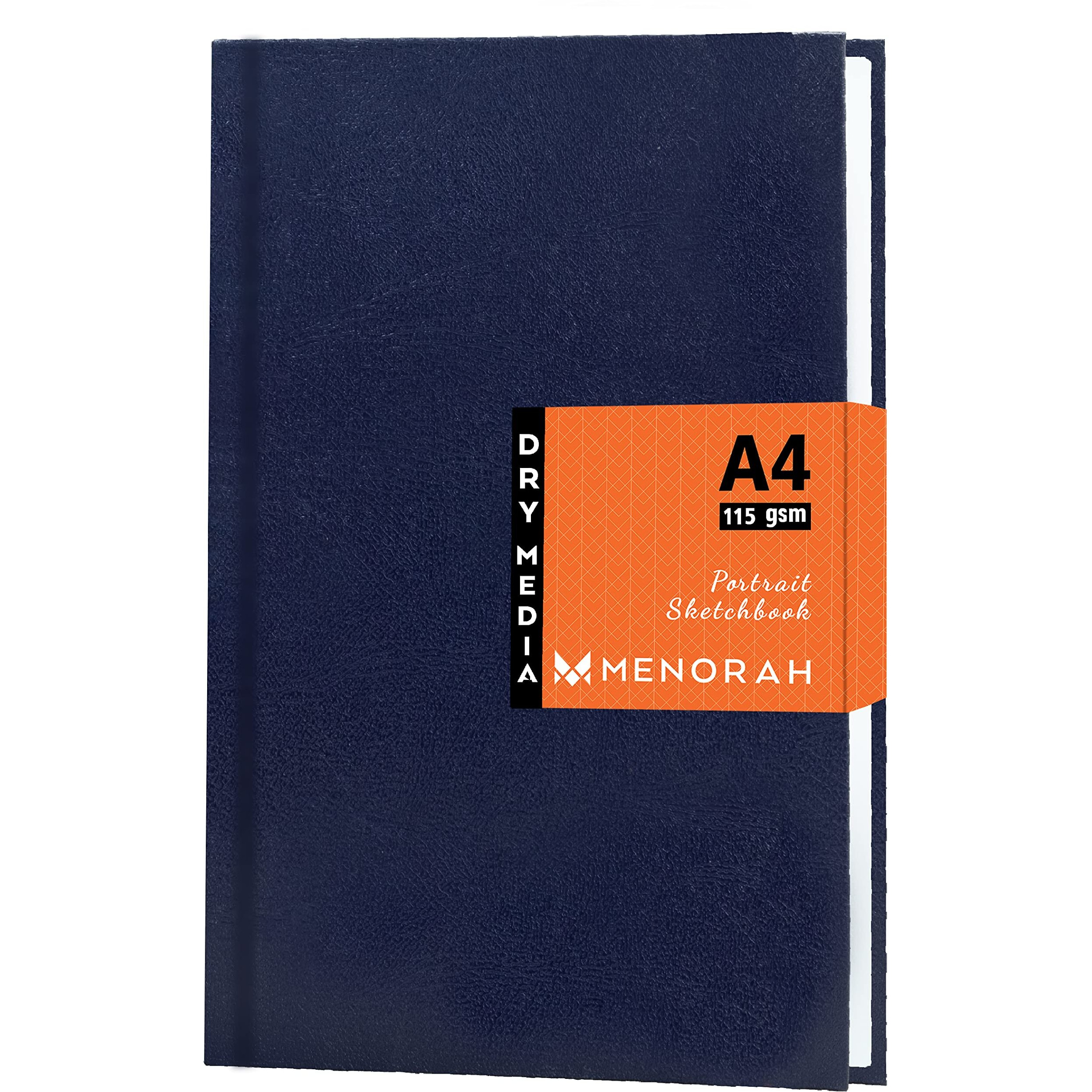 Menorah - Artist Sketch Book - A4-115 Gsm (160 Pages / 80 Sheets) Drawing Notebook - Hard Bound Book - (29.7 Cm X 21 Cm) - Completely Handmade - Portrait- Dark Blue