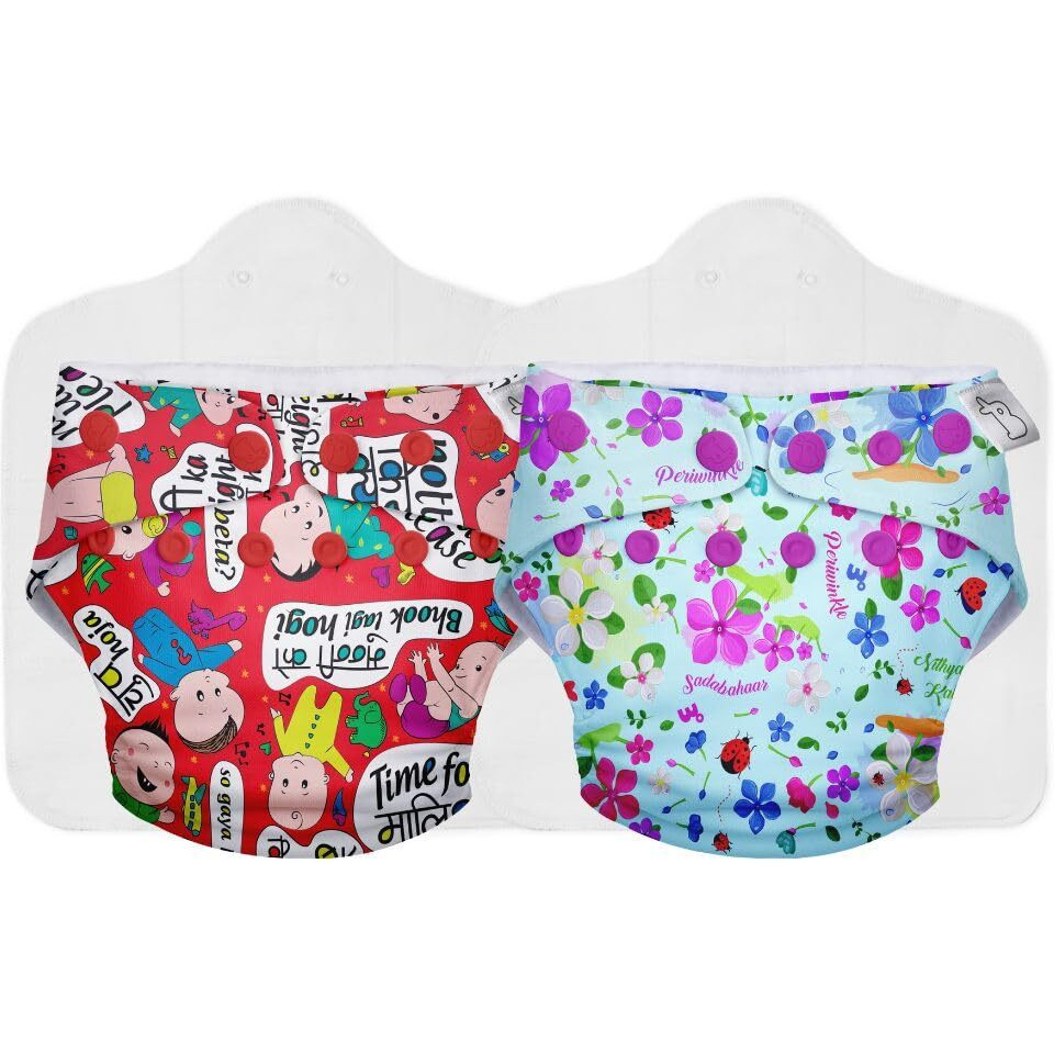 Superbottoms Cloth Diapers For Babies - Cloth Diaper Combo Pack Of 2 Freesize Uno- New Version| Reusable Cloth Diapers For Babies 0 To 3 Years | With 2 Organic Cotton Inserts/Pads