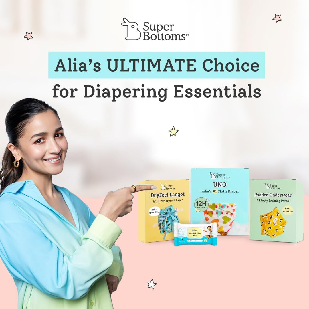 Superbottoms Cloth Diapers For Babies - Cloth Diaper Combo Pack Of 2 Freesize Uno- New Version| Reusable Cloth Diapers For Babies 0 To 3 Years | With 2 Organic Cotton Inserts/Pads