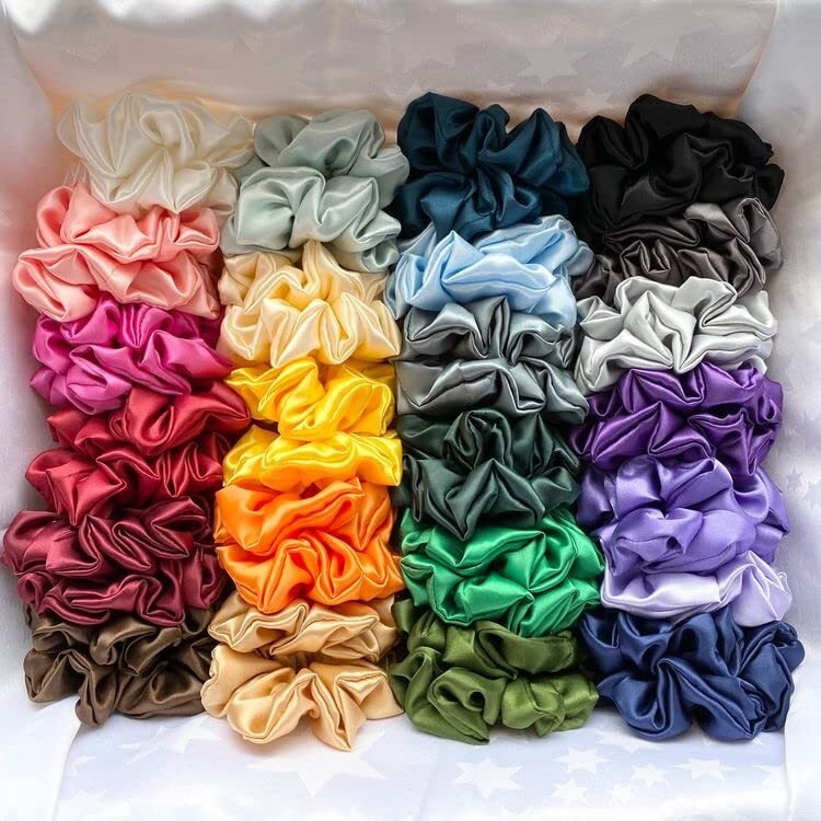 Starvis Soft Luxury Satin Scrunchies For Women Girls, Scrunchies For Wrist | Pack Of 24 | Silk Pastel Colors,Hair Ties Combo, Anti-Hair-Breakage, Hair Scrunchie Set For Girls, Women, Mom, Sister